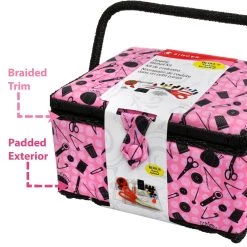 Flash Sale 👏 Singer® Pink & Black Notions Pattern Sewing Basket Kit ❤️ -Deals Singer Store D348403S 3