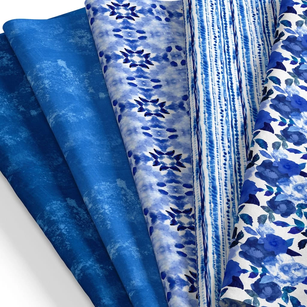 Best Pirce ✨ SINGER China Blue Batiks Cotton Fabric Fat Quarters 🌟 2 Best Pirce ✨ SINGER China Blue Batiks Cotton Fabric Fat Quarters 🌟 - Image 2