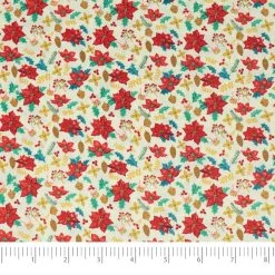 Deals 🛒 SINGER 🎅 Christmas Holiday Nordic Poinsettia Cotton Fabric 🎉