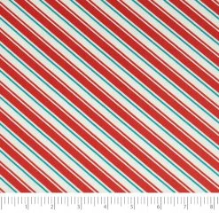 Budget 🥰 SINGER ❄ Christmas Diagonal Stripe Cotton Fabric 🤩