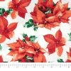 Budget 🛒 SINGER 🎄 Christmas Holiday Poinsettia Print Cotton Fabric 💯