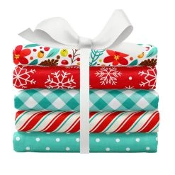 Cheapest 🔔 SINGER 🎄 Christmas Floral Aqua 5 Piece Fat Quarter Bundle 🔔 -Deals Singer Store D508186S 1