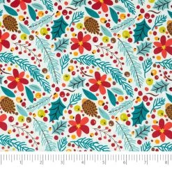 Cheapest 🔔 SINGER 🎄 Christmas Floral Aqua 5 Piece Fat Quarter Bundle 🔔 -Deals Singer Store D508186S 3