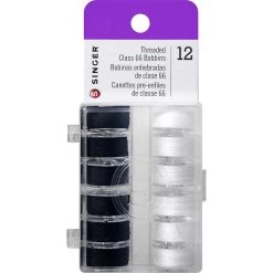 New 😀 SINGER® Black & White Class 66 Threaded Bobbins, 12ct. 🛒