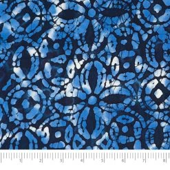 Budget 🥰 SINGER® Batik Blue Ink Flowers Cotton Fabric 🎉