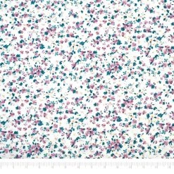 Outlet 😉 SINGER Purple Small Floral on White Cotton Fabric 🛒