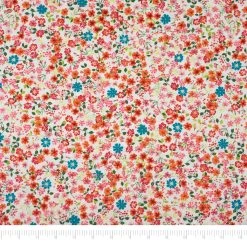 Best deal 👏 SINGER Orange Small Floral on White Cotton Fabric ✨