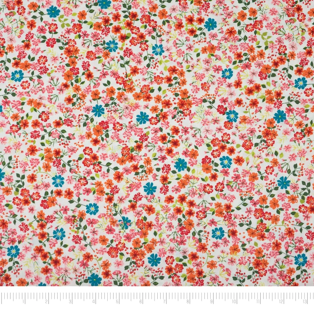 Best deal 👏 SINGER Orange Small Floral on White Cotton Fabric ✨ 1 Best deal 👏 SINGER Orange Small Floral on White Cotton Fabric ✨