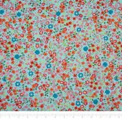 Buy 😉 SINGER Orange Small Floral on Blue Cotton Fabric 🥰