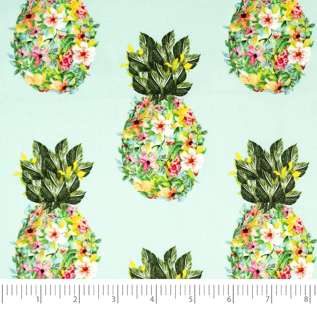 Best Pirce 🧨 SINGER Denise Palmer Pineapple Floral Cotton Fabric ❤️ 1 Best Pirce 🧨 SINGER Denise Palmer Pineapple Floral Cotton Fabric ❤️