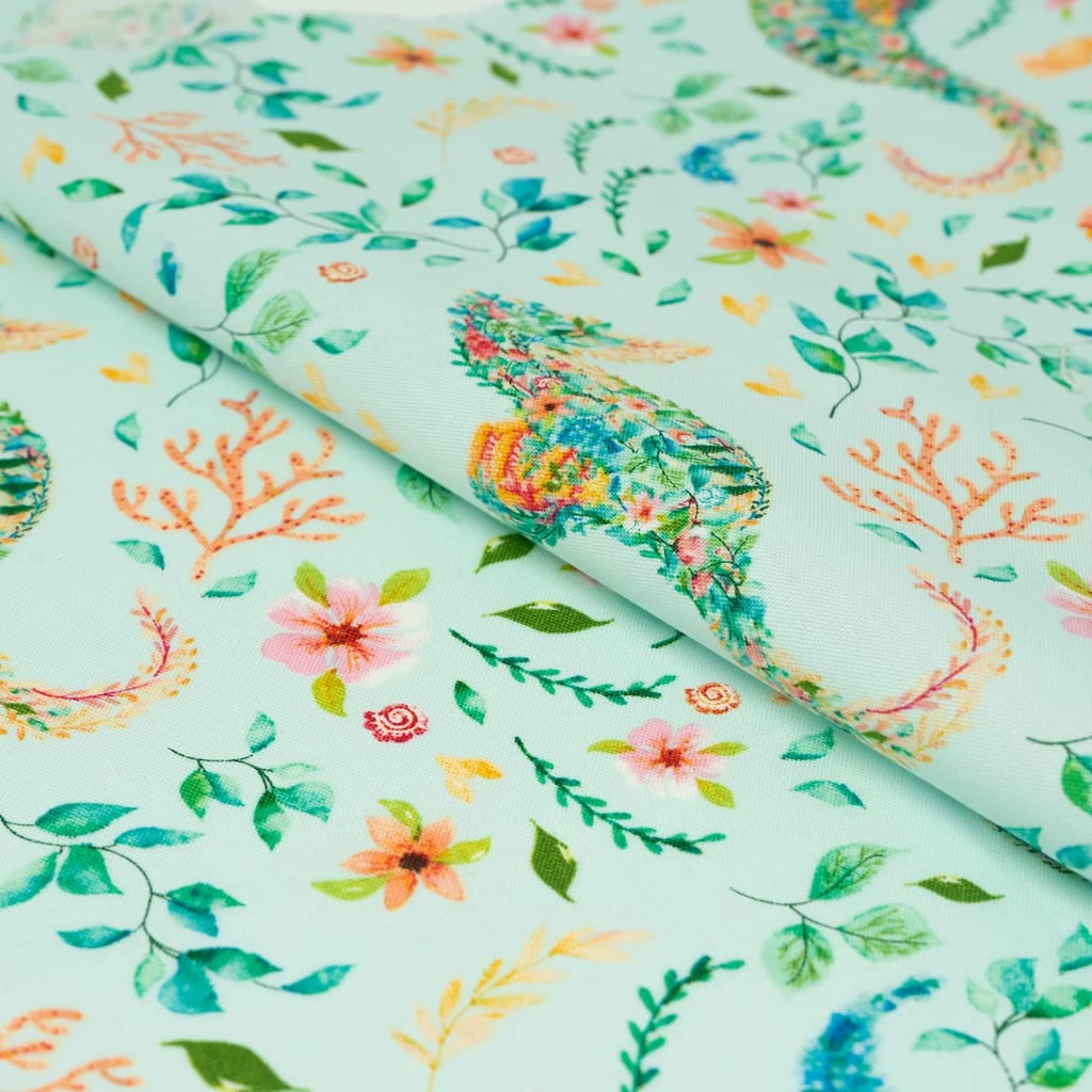 Top 10 ๐ SINGER Denise Palmer Aqua Seahorse Cotton Fabric ๐ 2 Top 10 ๐ SINGER Denise Palmer Aqua Seahorse Cotton Fabric ๐ - Image 2