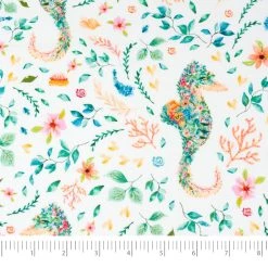 Deals Singer Store 11 Discount 🎁 SINGER Denise Palmer White Seahorse Cotton Fabric 👍