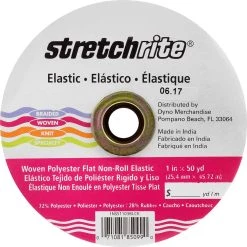 Promo 😀 Stretchrite Black Woven Polyester Flat Non-Roll Elastic, 1" x 50yd. by Singer 👍