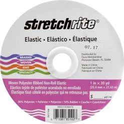 Buy ⌛ Stretchrite White Woven Polyester Ribbed Non-Roll Elastic, 1" x 30yd. by Singer ✔️