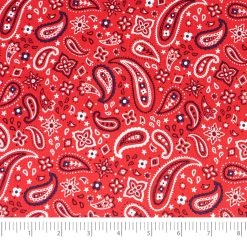 Top 10 ✨ SINGER Patriotic Red Paisley Cotton Fabric 🧨