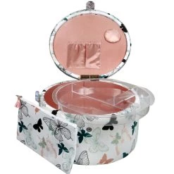 Best Sale 👍 SINGER® Premium Large Butterfly Print Round Sewing Basket with Zipper Pouch ⌛ -Deals Singer Store D647638S 3