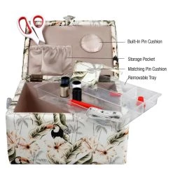 Promo 🥰 SINGER® Premium Large Toucan Print Tackle Sewing Basket with Notions Sewing Kit & Pin Cushion 😍 -Deals Singer Store D647640S 3