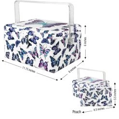 Hot Sale 😉 SINGER® Large Butterfly Print Sewing Basket with Zipper Pouch ❤️ -Deals Singer Store D647641S 6