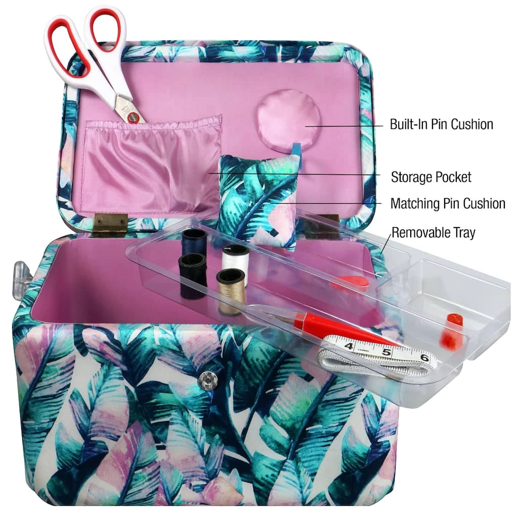 Brand new ๐ SINGER® Premium Large Banana Leaves Print Tackle Sewing Basket with Notions Sewing Kit & Pin Cushion ๐คฉ 2 Brand new ๐ SINGER® Premium Large Banana Leaves Print Tackle Sewing Basket with Notions Sewing Kit & Pin Cushion ๐คฉ - Image 2