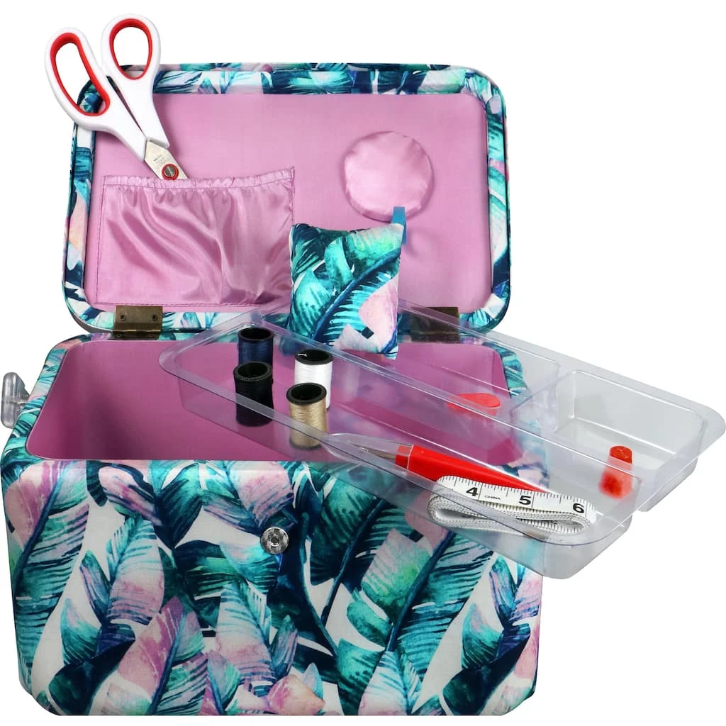 Brand new ๐ SINGER® Premium Large Banana Leaves Print Tackle Sewing Basket with Notions Sewing Kit & Pin Cushion ๐คฉ 3 Brand new ๐ SINGER® Premium Large Banana Leaves Print Tackle Sewing Basket with Notions Sewing Kit & Pin Cushion ๐คฉ - Image 3