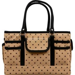 Brand new 🧨 SINGER® Large Tan & Black Polka Dot Print Sewing & Craft Collapsible Storage Tote Caddy ⭐ -Deals Singer Store D647645S 4