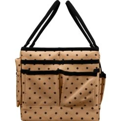 Brand new 🧨 SINGER® Large Tan & Black Polka Dot Print Sewing & Craft Collapsible Storage Tote Caddy ⭐ -Deals Singer Store D647645S 5