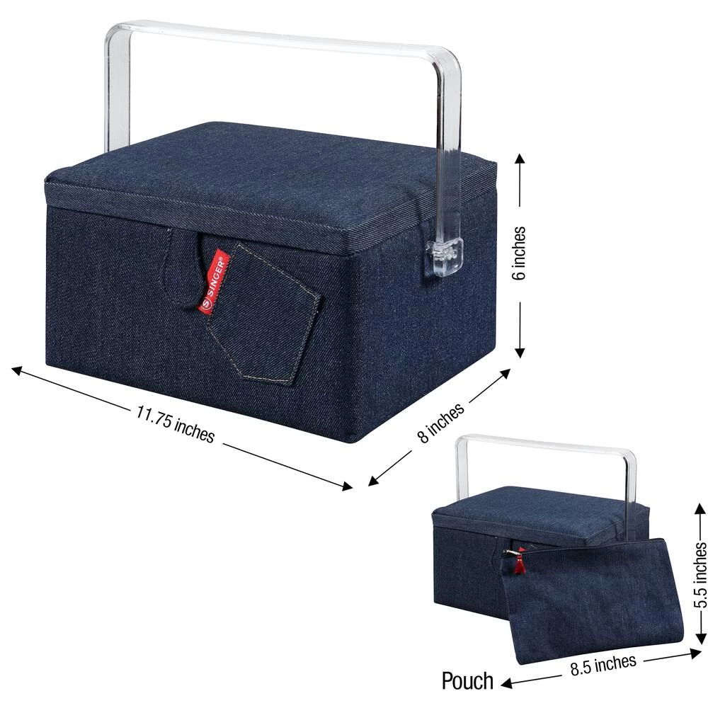 Budget ๐ SINGER® Large Denim Sewing Basket with Zipper Pouch ๐ 8 Budget ๐ SINGER® Large Denim Sewing Basket with Zipper Pouch ๐ - Image 8