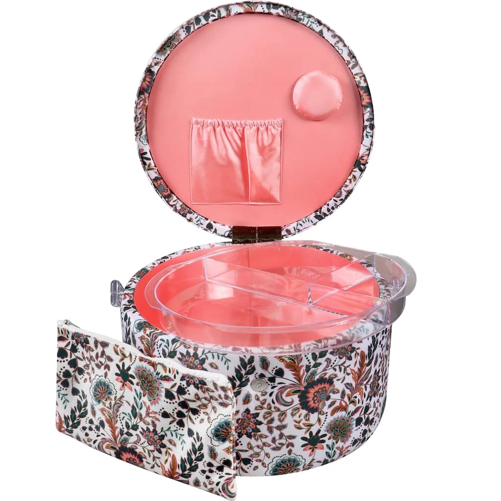 Best Pirce 😉 SINGER® Large Floral Paisley Print Round Sewing Basket & Zipper Pouch 😀 2 Best Pirce 😉 SINGER® Large Floral Paisley Print Round Sewing Basket & Zipper Pouch 😀 - Image 2