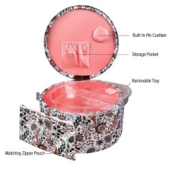 Best Pirce 😉 SINGER® Large Floral Paisley Print Round Sewing Basket & Zipper Pouch 😀 11 Best Pirce 😉 SINGER® Large Floral Paisley Print Round Sewing Basket & Zipper Pouch 😀 -Deals Singer Store D647648S 3