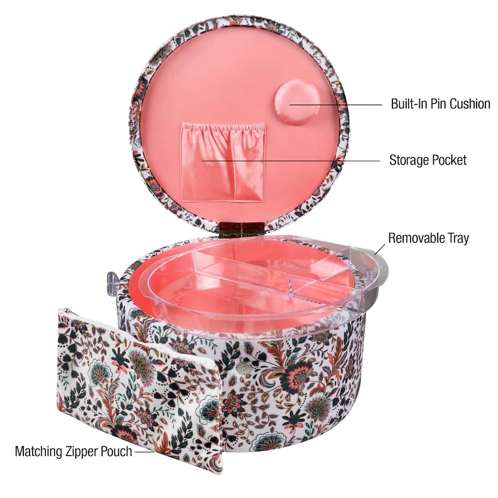 Best Pirce 😉 SINGER® Large Floral Paisley Print Round Sewing Basket & Zipper Pouch 😀 3 Best Pirce 😉 SINGER® Large Floral Paisley Print Round Sewing Basket & Zipper Pouch 😀 - Image 3