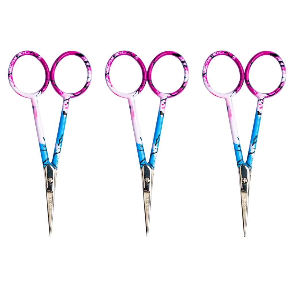 Budget 🎉 Singer® 4'' Curved Tip Forged Embroidery Scissors with Printed Handles, 3ct. 🔔 1 Budget 🎉 Singer® 4'' Curved Tip Forged Embroidery Scissors with Printed Handles, 3ct. 🔔