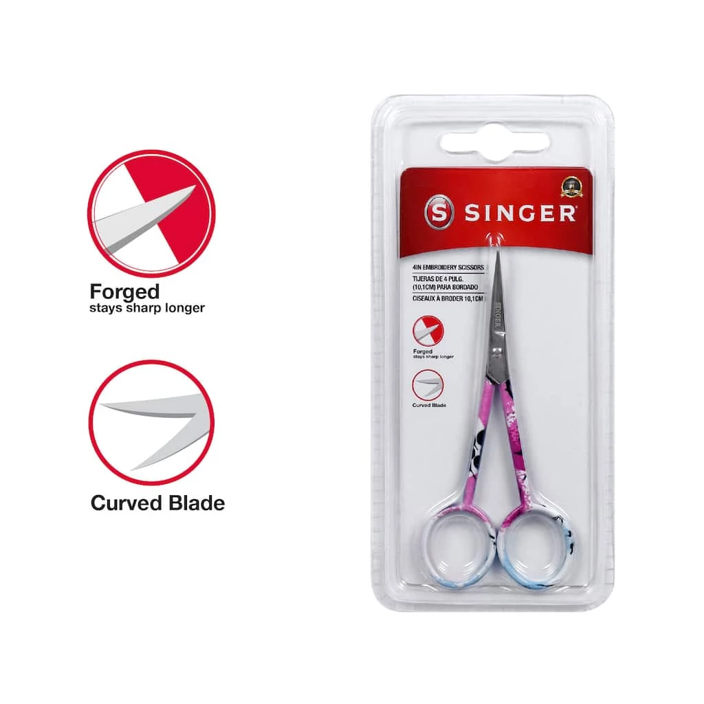 Budget 🎉 Singer® 4'' Curved Tip Forged Embroidery Scissors with Printed Handles, 3ct. 🔔 3 Budget 🎉 Singer® 4'' Curved Tip Forged Embroidery Scissors with Printed Handles, 3ct. 🔔 - Image 3