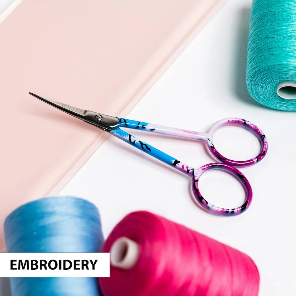 Budget 🎉 Singer® 4'' Curved Tip Forged Embroidery Scissors with Printed Handles, 3ct. 🔔 6 Budget 🎉 Singer® 4'' Curved Tip Forged Embroidery Scissors with Printed Handles, 3ct. 🔔 - Image 6